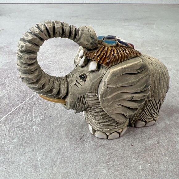Elephant Figurine Artesania Rinconada GIFT Trunk Up VTG MCM BOHO - Picture 1 of 11